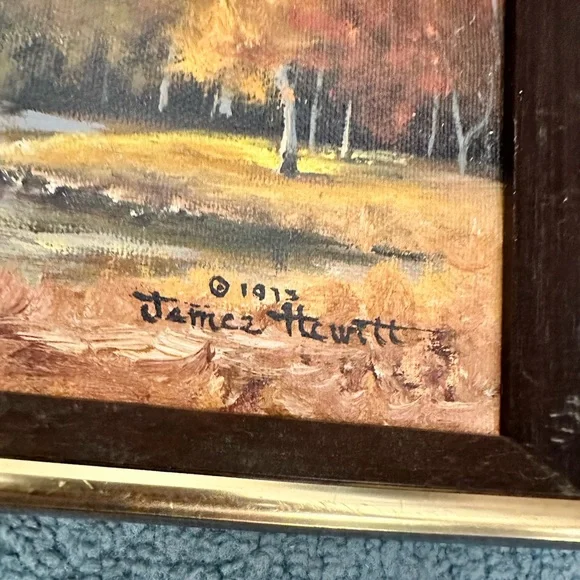 Signed James Hewitt Framed Nature Landscape Paintings - Picture 15 of 15